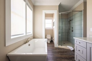 Bathtub, hair dryer, towels