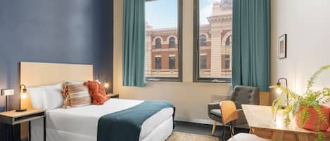 1 bedroom, blackout drapes, soundproofing, bed sheets