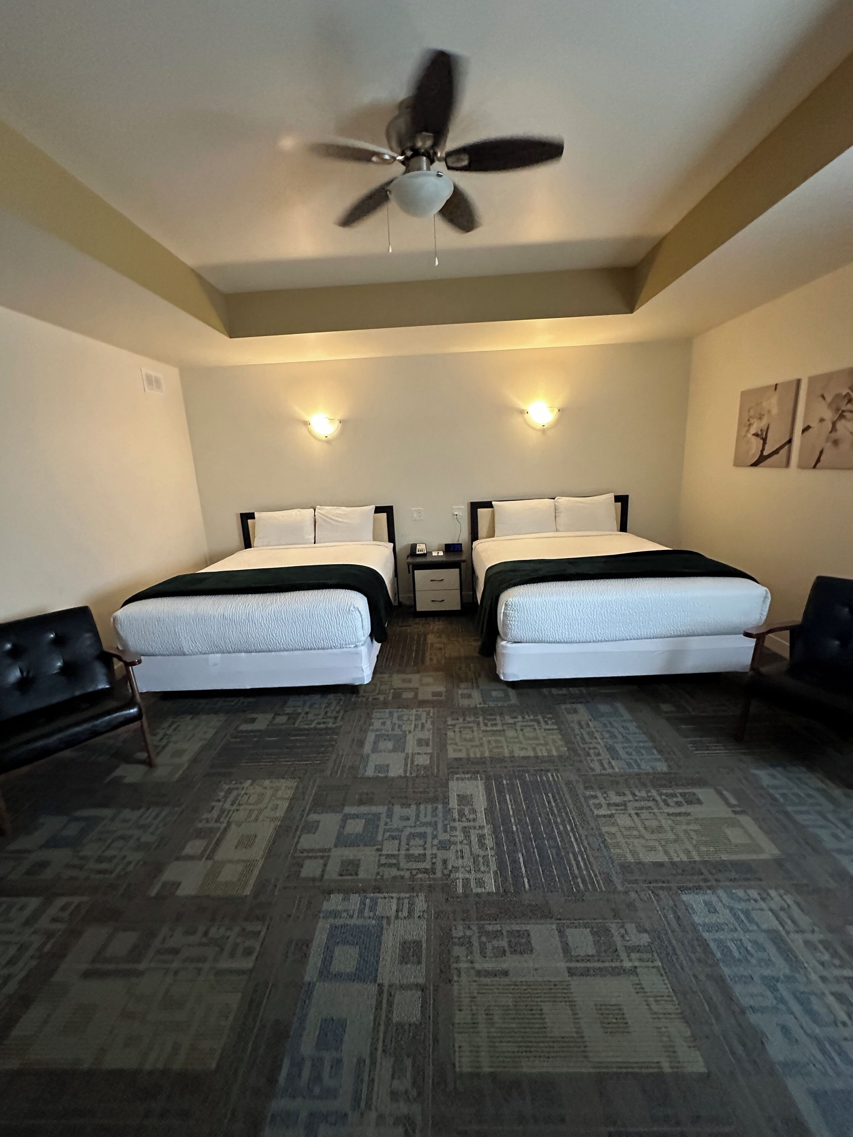 family room | individually furnished, desk, laptop workspace, blackout curtains