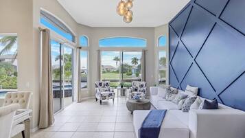 House, Multiple Beds (Spectacular waterfront home with pool) | Living room