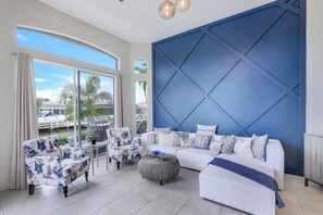 House, Multiple Beds (Spectacular waterfront home with pool) | Living room