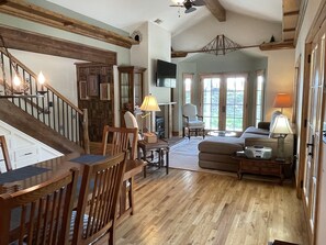 Smart TV, fireplace, video games, DVD player