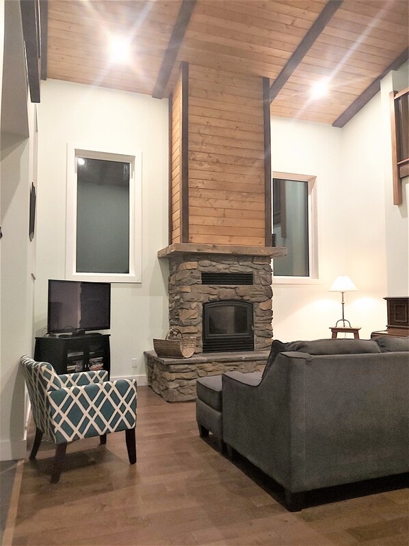 Smart TV, fireplace, DVD player, computer monitors