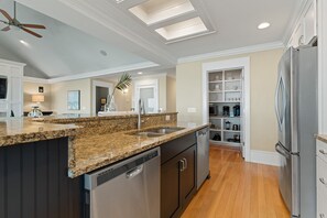 Fridge, microwave, oven, stovetop - Ocean Pearl 8 Bedroom Oceanfront Home at Whalebone Beaches (Nags Head)