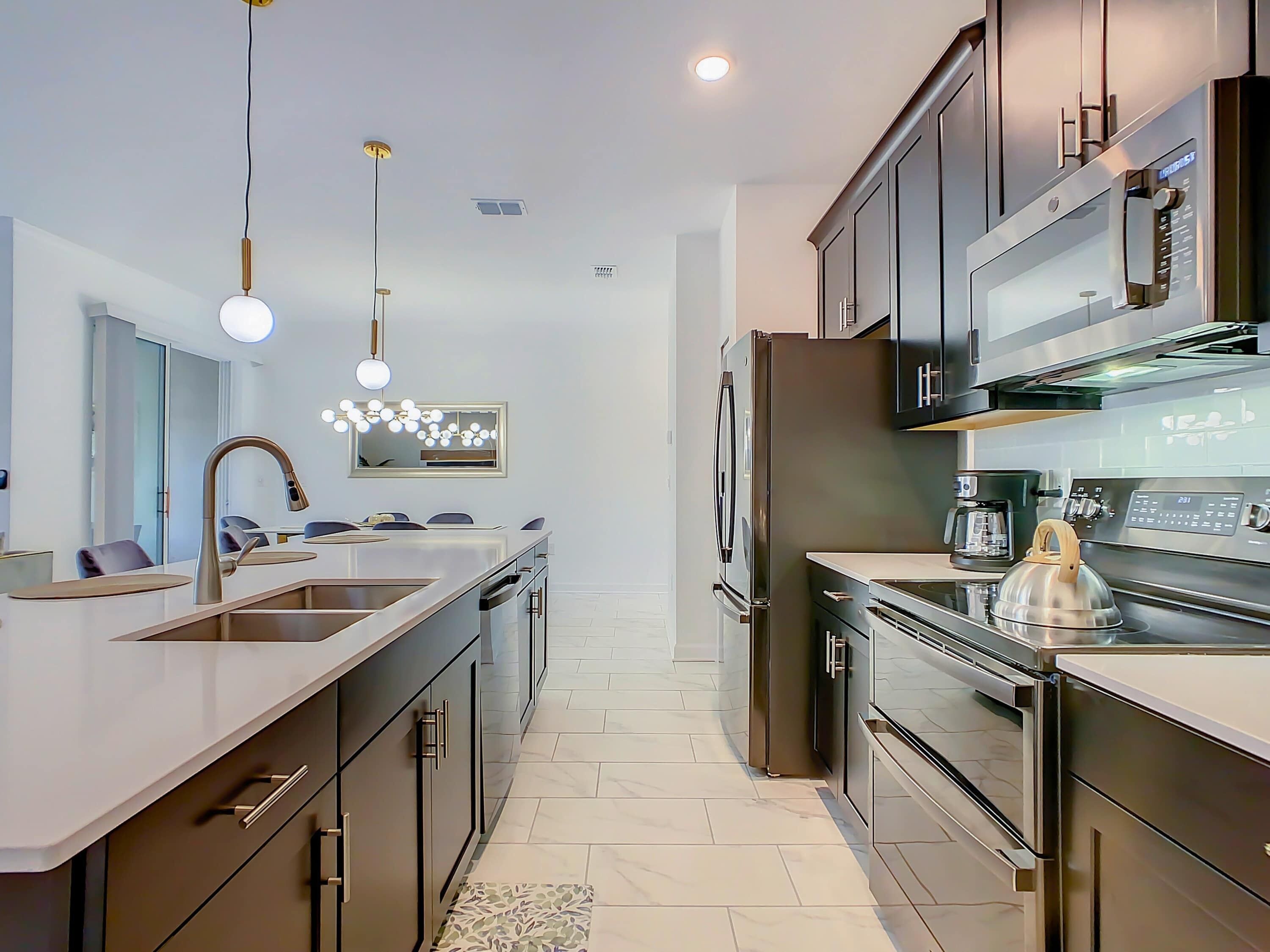 Oven, stovetop, dishwasher, coffee/tea maker