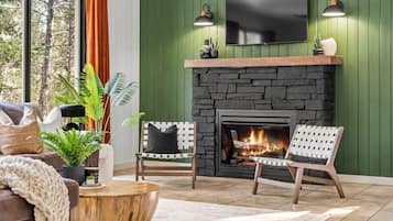 TV, fireplace, offices