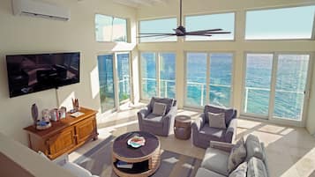 Smart-TV, Bücher, Musikbibliothek, Stereoanlage