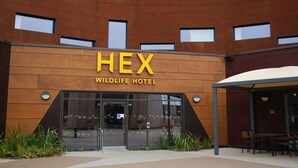 A building with a sign reading "HEX WILDLIFE HOTEL". - Hex Wildlife Hotel (Doncaster)