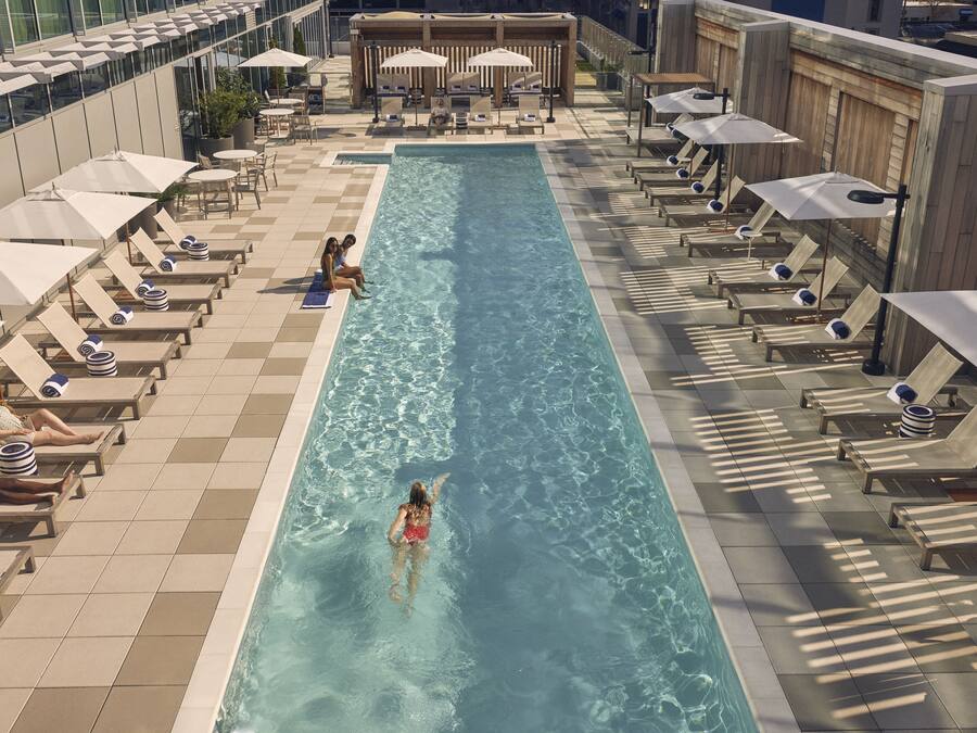 Outdoor pool, pool cabanas (surcharge), pool loungers