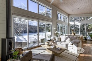 Televisión y chimenea 