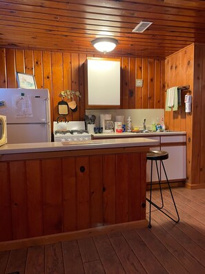 Frigorífico, microondas, horno y placa de cocina