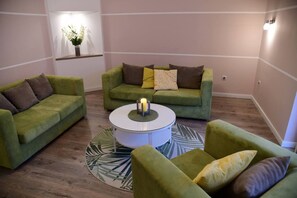 Apartment, 1 King Bed | Living room - Apartment Balzak 64m2, Free Parking and Wifi (Novi Sad)