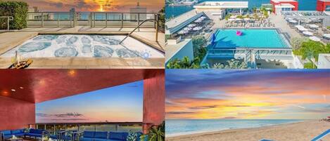 An infinity pool, a rooftop pool