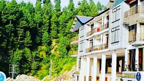 Situated in a mountainous area, this building offers stunning views of the surrounding forest.
