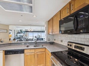 Fridge, microwave, oven, dishwasher