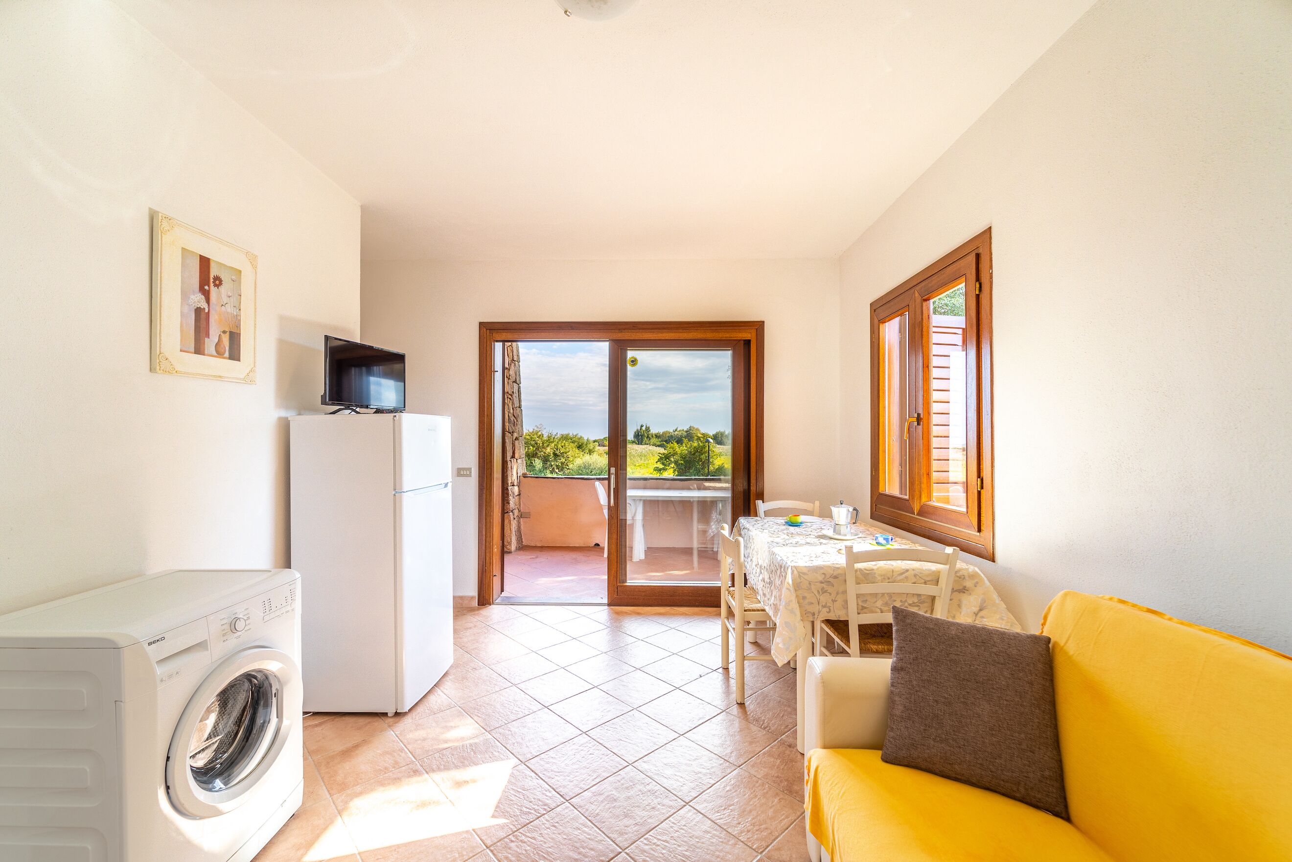 24-inch flat-screen TV with cable channels, TV