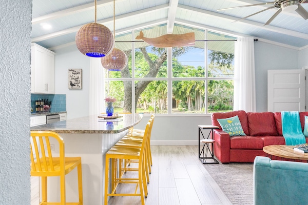 The open floorplan and vaulted ceilings make the living area feel bigger