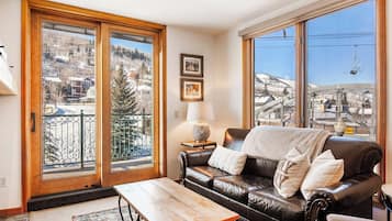 Smart TV, fireplace, DVD player, books