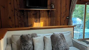 Smart TV, chimenea, videojuegos, reproductor de DVD