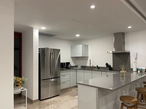 Fridge, microwave, oven, stovetop - Luxury condo w/private jacuzzi and flamingo views (Telchac Puerto)