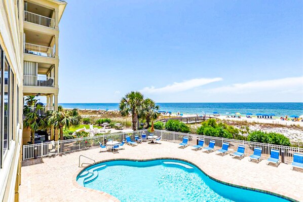 Pool - Beachfront Corner Condo with Free WiFi, Furnished Balcony, & a Shared Pool (Orange Beach)