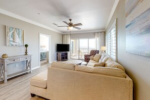 TV - Beachfront Corner Condo with Free WiFi, Furnished Balcony, & a Shared Pool (Orange Beach)