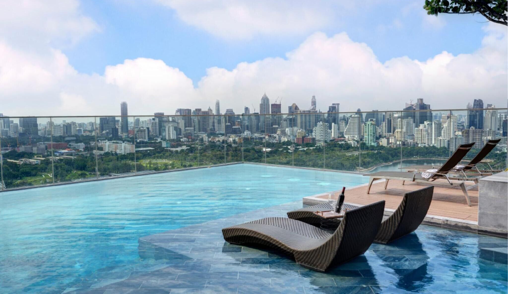 Outdoor pool, pool loungers