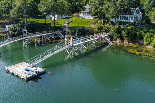 Oceanfront home with private deep water dock on Harmon Harbor, Georgetown, ME