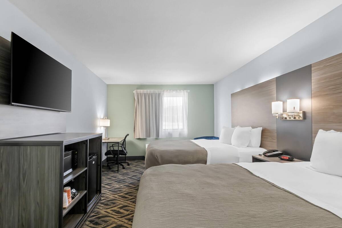 Standard Room, 2 Queen Beds, Non Smoking | In-room safe, blackout curtains, soundproofing, iron/ironing board