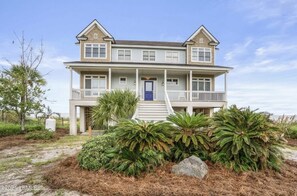 Exterior view of beachfront house