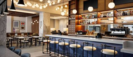 Serves breakfast and happy hour