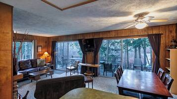 Télévision, cheminée, lecteur de DVD