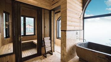 Presidential Villa | Bathroom | Shower, free toiletries, hair dryer, bathrobes