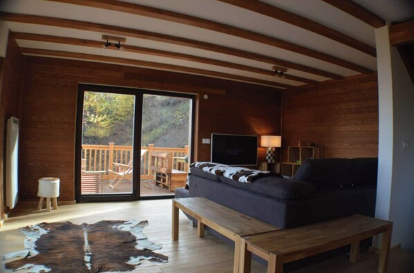 Smart TV, fireplace, stereo