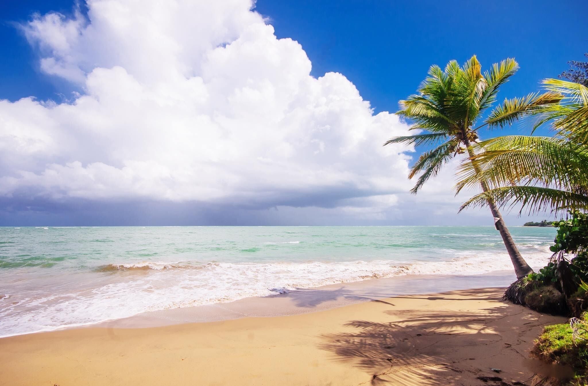On the beach, sun-loungers, beach towels
