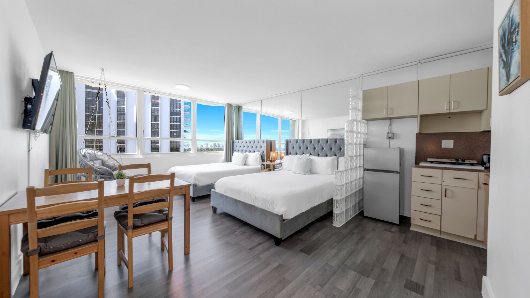 1 bedroom, individually furnished, desk, laptop workspace