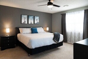 2 bedrooms, desk, iron/ironing board, travel cot