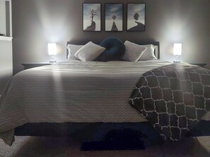 2 bedrooms, desk, iron/ironing board, travel crib