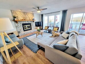 Smart TV, fireplace, video games, offices