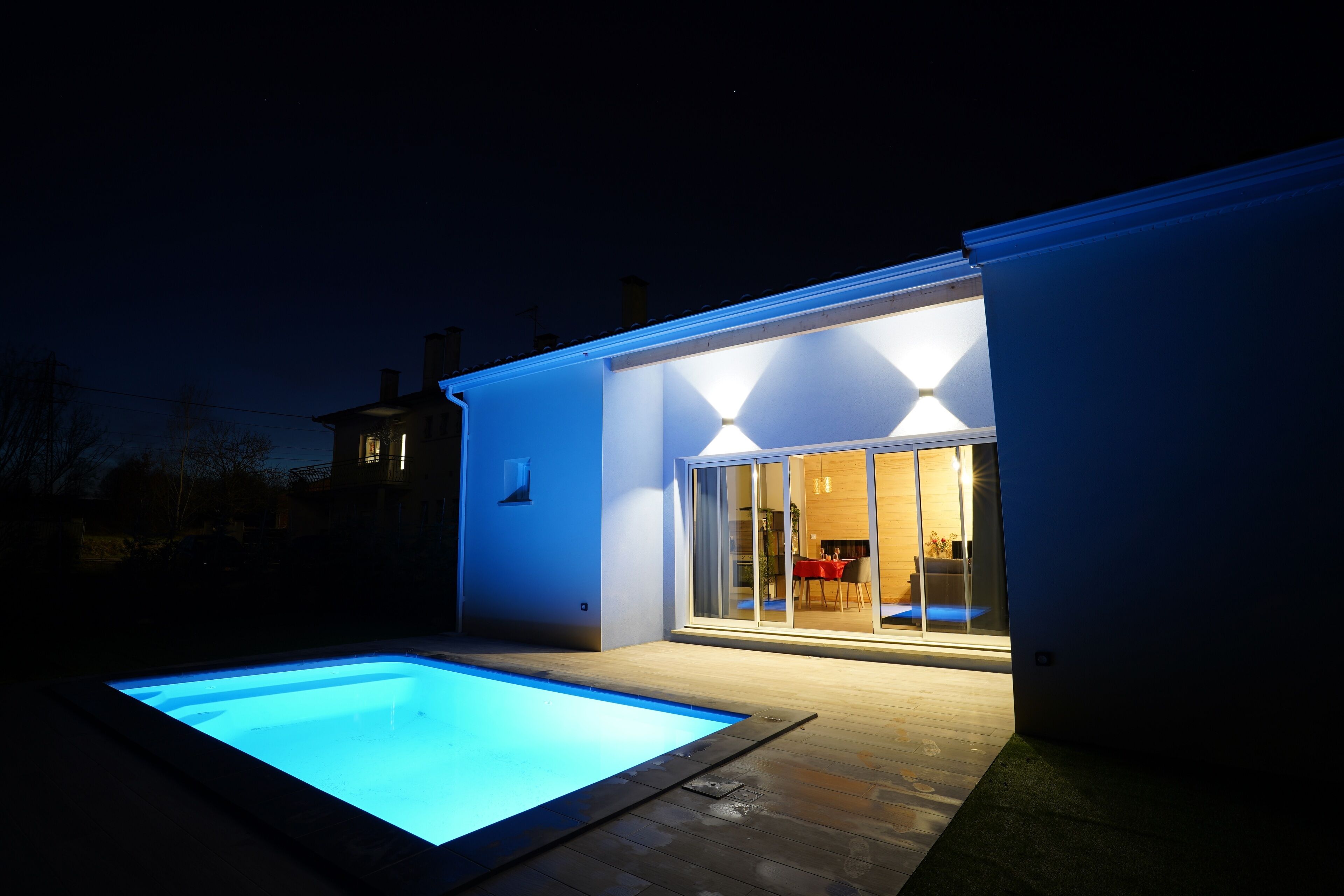 Piscine extérieure, piscine chauffée