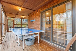 Terrace/patio - Secluded dog-friendly cabin on 10 acres - hot tub & game room! (Fennville)