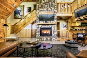 Smart TV, fireplace, video games, DVD player