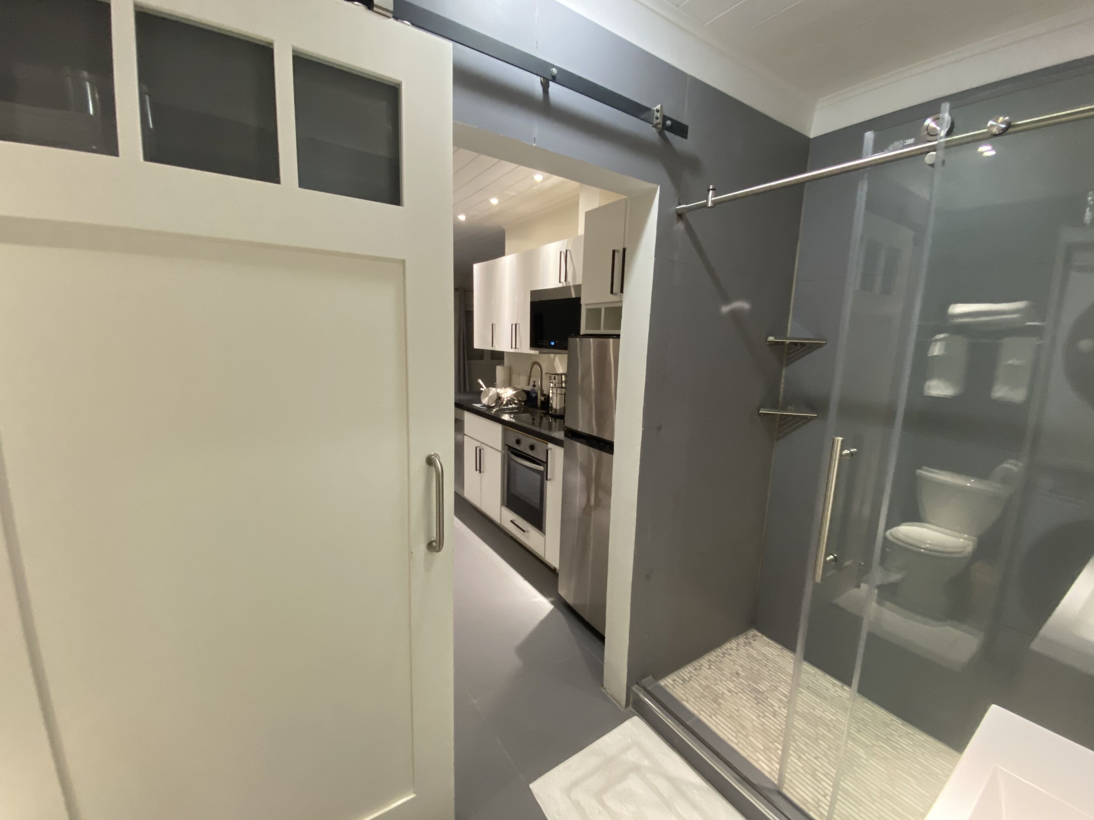 Frigorífico, microondas, horno y placa de cocina