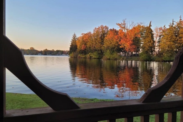 Enjoy a sunset view of Maple Isle from the gazebo