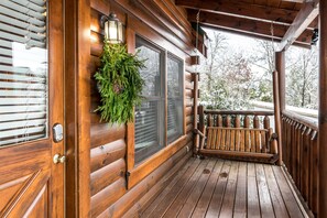 Terrace/patio - Bearadise City🐻 Loft Cabin w/ Mtn Views, Hot Tub, & Pool Table! (Pigeon Forge)
