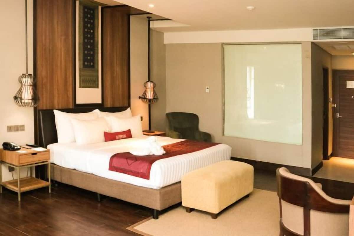 Blackout drapes, iron/ironing board, bed sheets