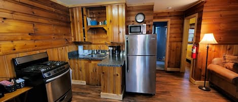 Fridge, microwave, coffee/tea maker, toaster