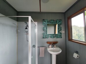 Dusche, Handtücher, Seife, Toilettenpapier