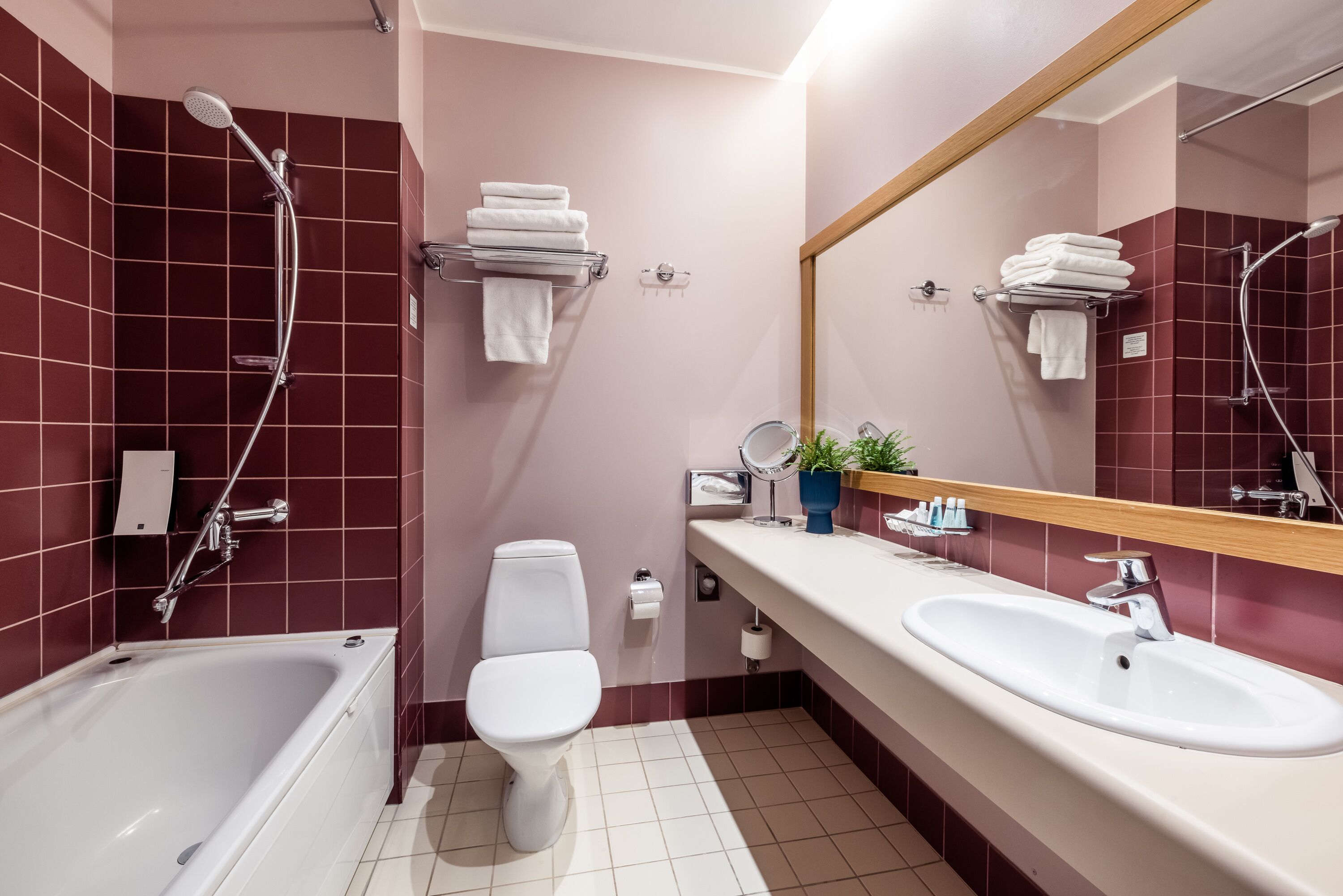 deluxe double room | bathroom | free toiletries, hair dryer, bathrobes, towels