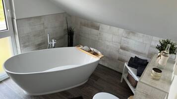 Bathtub, hair dryer, soap